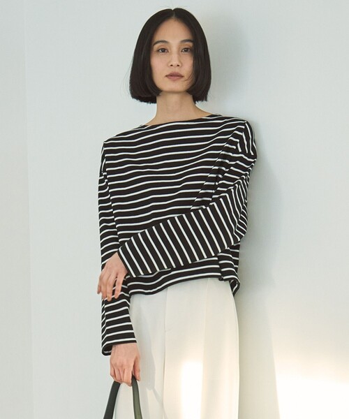 tシャツ 「抗菌防臭/ストレッチ」バックZIP ボーダーT レディース セール】【抗菌防臭/ストレッチ】バックZIP ボーダーT（Tシャツ