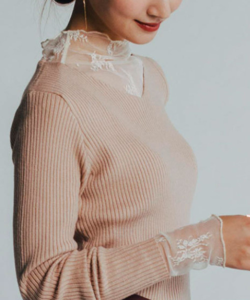 aquagarage（アクアガレージ）の「首のシワを隠せるレースインナー（シャツ/ブラウス・レディース・ブラック/アイボリー/ホワイト系その他7・S～Ｍ/LL）」の7枚目の写真