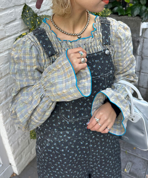 HELLO.SANFRANCISCO(ハローサンフランシスコ)の「【HELLO.SANFRANCISCO/ハローサンフランシスコ】配色メローシャーリングチェックブラウス(シャツ/ブラウス・レディース・グレー/ブラウン・ONE SIZE)」の4枚目の写真