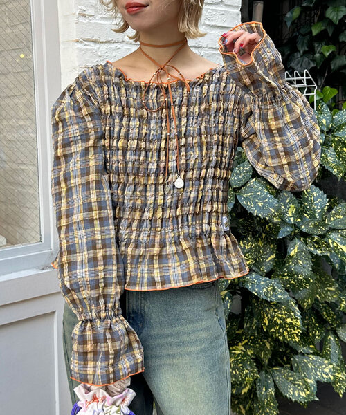HELLO.SANFRANCISCO(ハローサンフランシスコ)の「【HELLO.SANFRANCISCO/ハローサンフランシスコ】配色メローシャーリングチェックブラウス(シャツ/ブラウス・レディース・グレー/ブラウン・ONE SIZE)」の9枚目の写真
