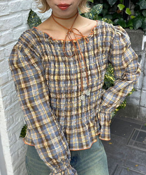 HELLO.SANFRANCISCO(ハローサンフランシスコ)の「【HELLO.SANFRANCISCO/ハローサンフランシスコ】配色メローシャーリングチェックブラウス(シャツ/ブラウス・レディース・グレー/ブラウン・ONE SIZE)」の10枚目の写真