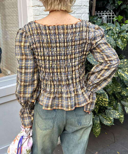 HELLO.SANFRANCISCO(ハローサンフランシスコ)の「【HELLO.SANFRANCISCO/ハローサンフランシスコ】配色メローシャーリングチェックブラウス(シャツ/ブラウス・レディース・グレー/ブラウン・ONE SIZE)」の12枚目の写真