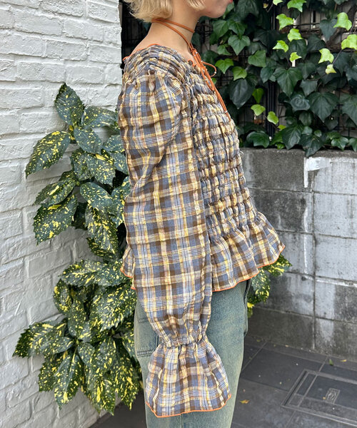 HELLO.SANFRANCISCO(ハローサンフランシスコ)の「【HELLO.SANFRANCISCO/ハローサンフランシスコ】配色メローシャーリングチェックブラウス(シャツ/ブラウス・レディース・グレー/ブラウン・ONE SIZE)」の17枚目の写真