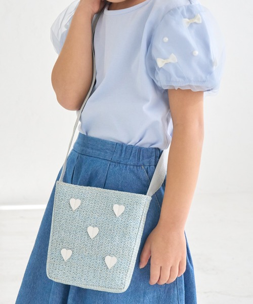 Casselini(キャセリーニ)の「【KIDS】【Casselini/キャセリーニ】ハートモチーフバッグ(ショルダーバッグ・キッズ・キナリ/サックスブルー・FREE)」の9枚目の写真