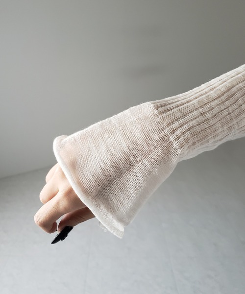 me+em select(ミームセレクト)の「【 2color 】フロントリボンシアーニットショートカーディガン / front ribbon sheer knit short cardigan(カーディガン/ボレロ・レディース・ブラック/ホワイト・FREE)」の3枚目の写真