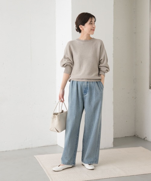 URBAN RESEARCH DOORS（アーバンリサーチドアーズ）の「リネン混スラブドルマンニット（ニット/セーター・レディース・オフホワイト/ブルー/ベージュ系その他・MEDIUM）」の7枚目の写真