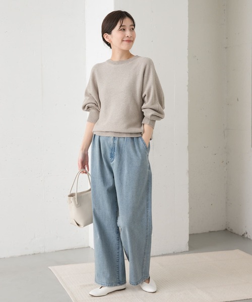 URBAN RESEARCH DOORS（アーバンリサーチドアーズ）の「リネン混スラブドルマンニット（ニット/セーター・レディース・オフホワイト/ブルー/ベージュ系その他・MEDIUM）」の8枚目の写真