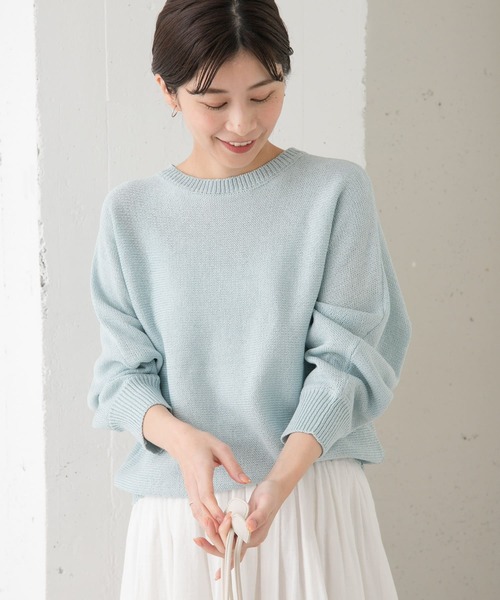 URBAN RESEARCH DOORS（アーバンリサーチドアーズ）の「リネン混スラブドルマンニット（ニット/セーター・レディース・オフホワイト/ブルー/ベージュ系その他・MEDIUM）」の9枚目の写真