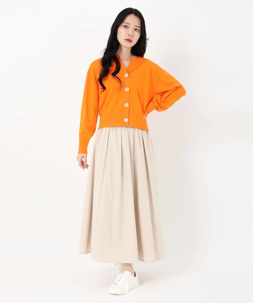 STRAWBERRY-FIELDS（ストロベリーフィールズ）の「キーネックニットカーディガン　カーディガン（カーディガン/ボレロ・レディース・グリーン/ホワイト系その他/ピンク系その他/ダークオレンジ・2）」の12枚目の写真