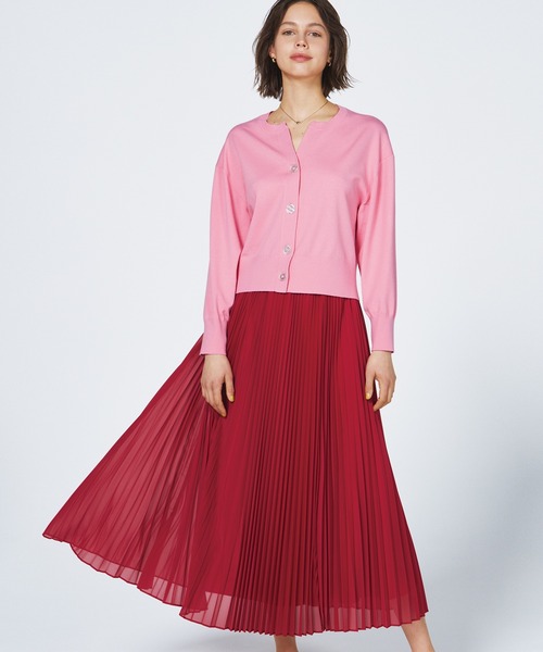 STRAWBERRY-FIELDS（ストロベリーフィールズ）の「キーネックニットカーディガン　カーディガン（カーディガン/ボレロ・レディース・グリーン/ホワイト系その他/ピンク系その他/ダークオレンジ・2）」の15枚目の写真