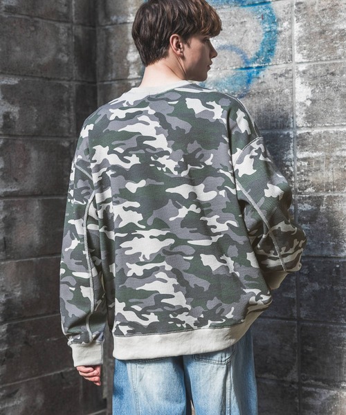 PBLIM(ページボーイリム)の「【UNISEX】ワッフルクループルオーバー(スウェット・レディース・カモフラージュ/グレー/ブラック・MEDIUM/LARGE)」の12枚目の写真
