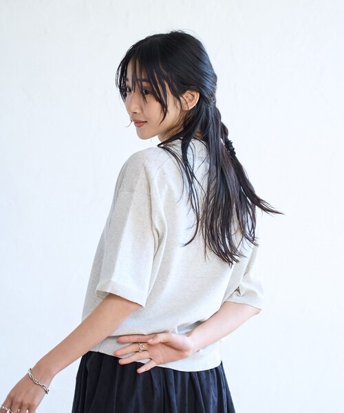 coen（コーエン）の「サラコポロサマーニット（ニット/セーター・レディース・クリーム/ダークグレー/ライトグレー・M/L）」の5枚目の写真