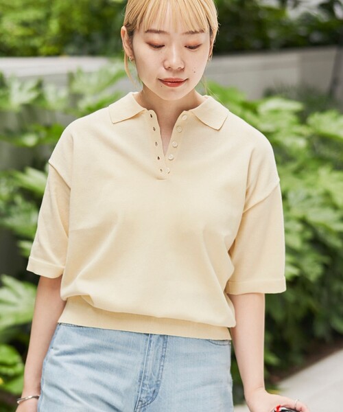 coen（コーエン）の「サラコポロサマーニット（ニット/セーター・レディース・クリーム/ダークグレー/ライトグレー・M/L）」の16枚目の写真