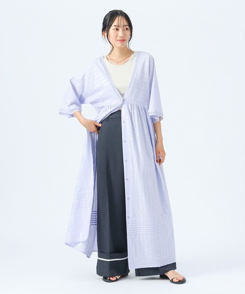 BEAMS HEART（ビームスハート）の「INDIA ラメ ストライプ ワンピース（ワンピース・レディース・ブラック/オフホワイト/パープル系その他4・FREE）」の4枚目の写真