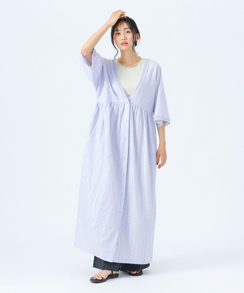 BEAMS HEART（ビームスハート）の「INDIA ラメ ストライプ ワンピース（ワンピース・レディース・ブラック/オフホワイト/パープル系その他4・FREE）」の5枚目の写真