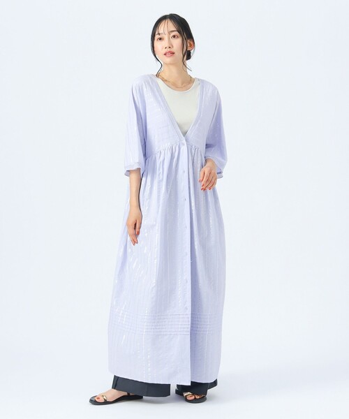 BEAMS HEART（ビームスハート）の「INDIA ラメ ストライプ ワンピース（ワンピース・レディース・ブラック/オフホワイト/パープル系その他4・FREE）」の6枚目の写真