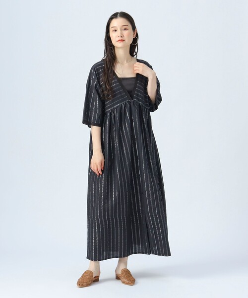 BEAMS HEART（ビームスハート）の「INDIA ラメ ストライプ ワンピース（ワンピース・レディース・ブラック/オフホワイト/パープル系その他4・FREE）」の9枚目の写真