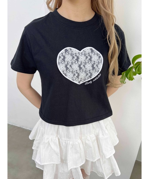 PHILLY（フィリー）の「【プチプラ\2199★】ハートレースワッペンTシャツ（Tシャツ/カットソー・レディース・ホワイト/ピンク/ブラック・FREE）」の8枚目の写真