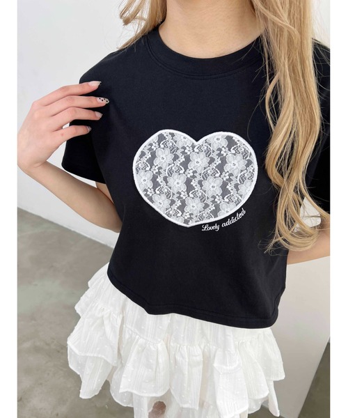 PHILLY（フィリー）の「【プチプラ\2199★】ハートレースワッペンTシャツ（Tシャツ/カットソー・レディース・ホワイト/ピンク/ブラック・FREE）」の11枚目の写真