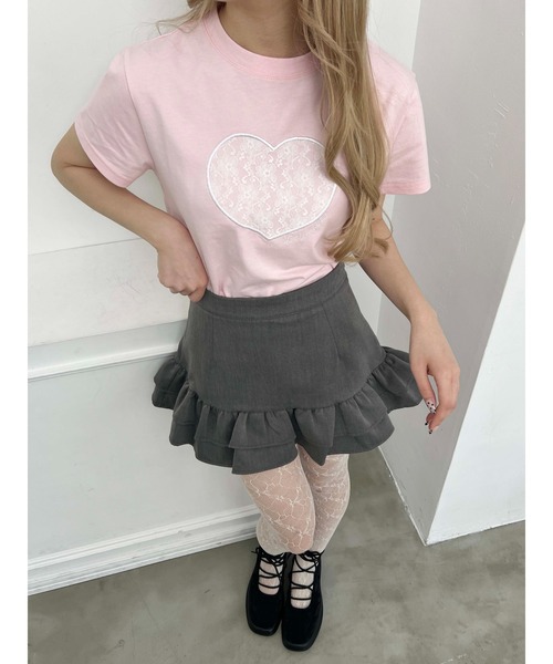 PHILLY（フィリー）の「【プチプラ\2199★】ハートレースワッペンTシャツ（Tシャツ/カットソー・レディース・ホワイト/ピンク/ブラック・FREE）」の15枚目の写真