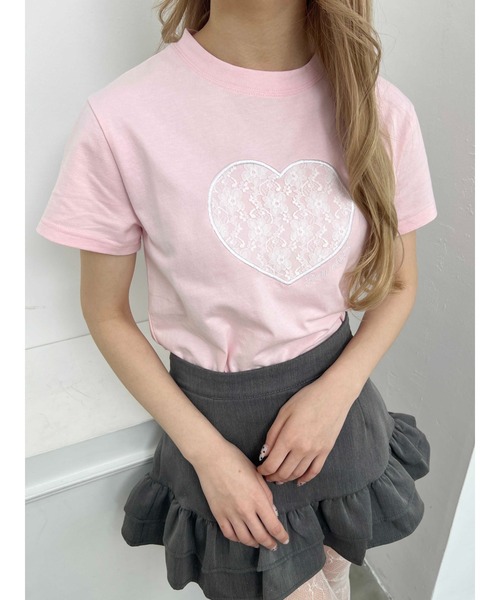 PHILLY（フィリー）の「【プチプラ\2199★】ハートレースワッペンTシャツ（Tシャツ/カットソー・レディース・ホワイト/ピンク/ブラック・FREE）」の12枚目の写真