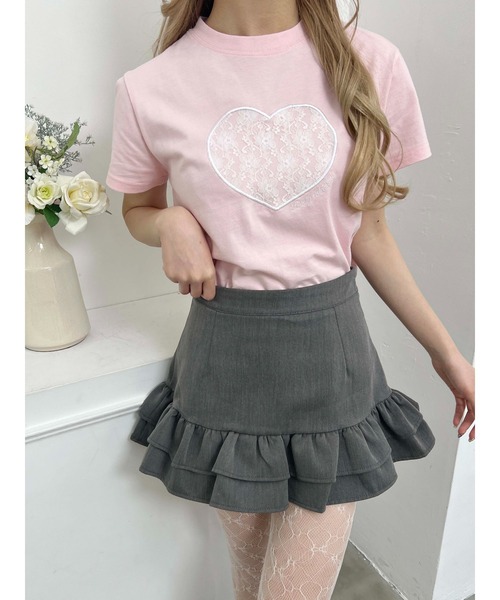 PHILLY（フィリー）の「【プチプラ\2199★】ハートレースワッペンTシャツ（Tシャツ/カットソー・レディース・ホワイト/ピンク/ブラック・FREE）」の13枚目の写真