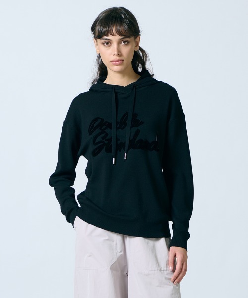 DOUBLE STANDARD CLOTHING（ダブルスタンダードクロージング）の「ロゴウールフーディ（ニット/セーター・レディース・ブラック/オフホワイト・FREE）」の2枚目の写真