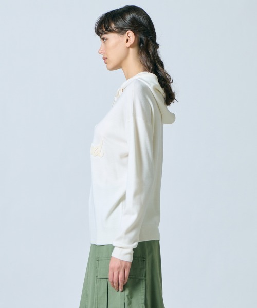 DOUBLE STANDARD CLOTHING（ダブルスタンダードクロージング）の「ロゴウールフーディ（ニット/セーター・レディース・ブラック/オフホワイト・FREE）」の3枚目の写真