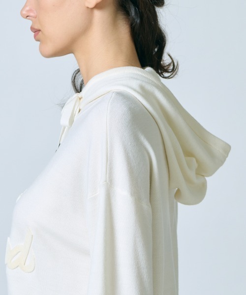 DOUBLE STANDARD CLOTHING（ダブルスタンダードクロージング）の「ロゴウールフーディ（ニット/セーター・レディース・ブラック/オフホワイト・FREE）」の7枚目の写真