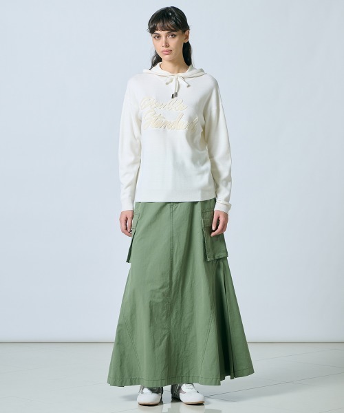 DOUBLE STANDARD CLOTHING（ダブルスタンダードクロージング）の「ロゴウールフーディ（ニット/セーター・レディース・ブラック/オフホワイト・FREE）」の11枚目の写真