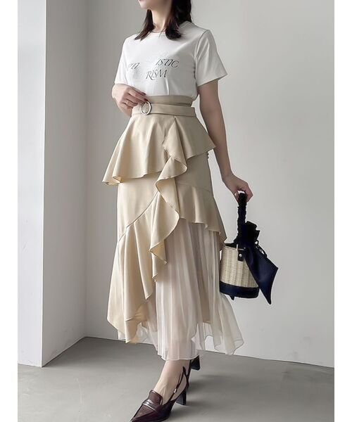 【美品】dazzlin プリーツ　変形　アシンメトリー　スカート　ゴールド dazzlin スカート アシメティアードプリーツスカート : ZOZOTOWN