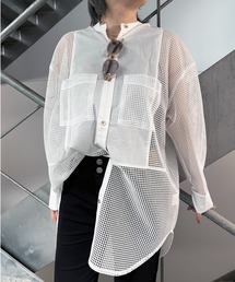 【CYAN TOKYO】バックスリットメッシュシャツ