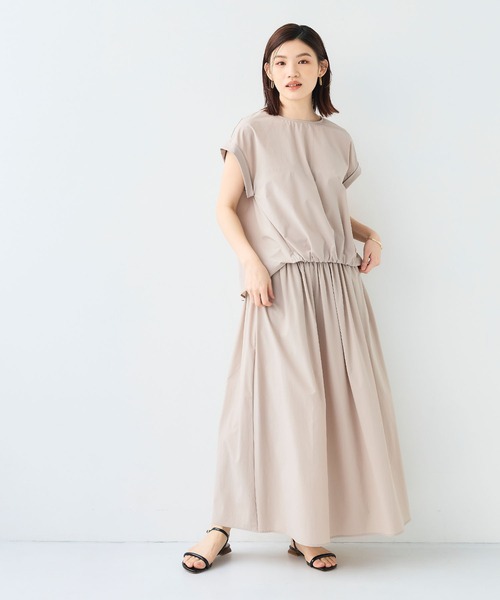 CROSS FUNCTION（クロスファンクション）の「《撥水 / UV》ハジクションタックギャザーロングスカート【CF/クロスファンクション】（スカート・レディース・ライトベージュ/ホワイト/ブラック・LL/L/M）」の9枚目の写真