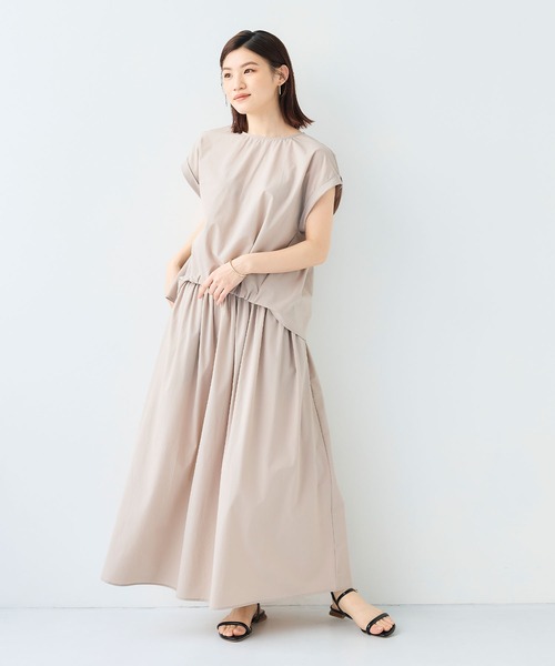 CROSS FUNCTION（クロスファンクション）の「《撥水 / UV》ハジクションタックギャザーロングスカート【CF/クロスファンクション】（スカート・レディース・ライトベージュ/ホワイト/ブラック・LL/L/M）」の10枚目の写真