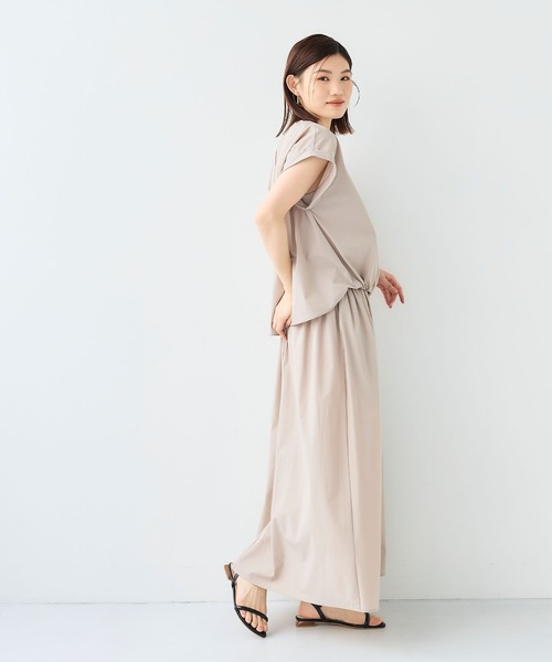 CROSS FUNCTION（クロスファンクション）の「《撥水 / UV》ハジクションタックギャザーロングスカート【CF/クロスファンクション】（スカート・レディース・ライトベージュ/ホワイト/ブラック・LL/L/M）」の12枚目の写真