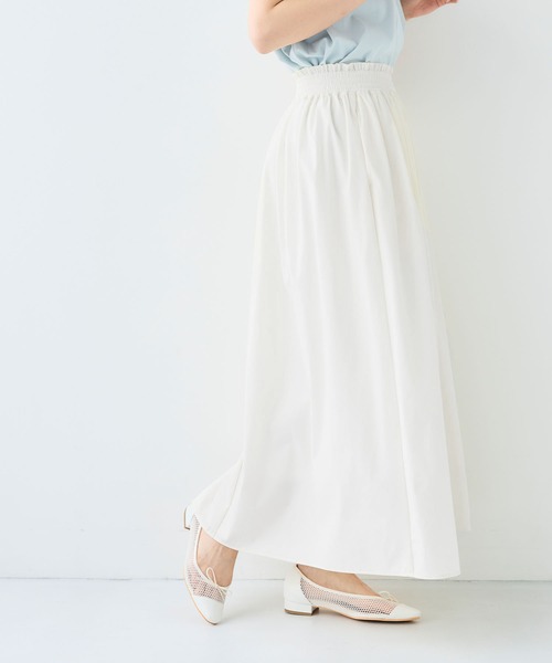CROSS FUNCTION（クロスファンクション）の「《撥水 / UV》ハジクションタックギャザーロングスカート【CF/クロスファンクション】（スカート・レディース・ライトベージュ/ホワイト/ブラック・LL/L/M）」の20枚目の写真