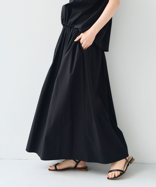 CROSS FUNCTION（クロスファンクション）の「《撥水 / UV》ハジクションタックギャザーロングスカート【CF/クロスファンクション】（スカート・レディース・ライトベージュ/ホワイト/ブラック・LL/L/M）」の14枚目の写真