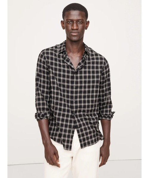 Banana Republic（バナナリパブリック）の「スタンダードフィット ライトウェイト テクスチャード シャツ（シャツ/ブラウス・メンズ・マルチ/ブラック・S/M/XL/L）」の1枚目の写真