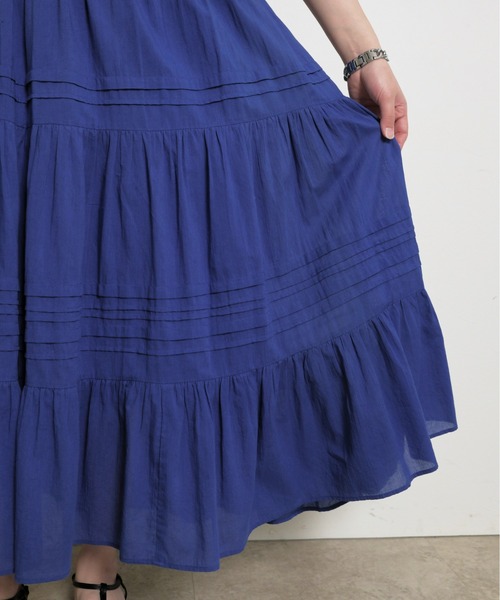 インド綿 ピンタック ボリューミーティアードスカート Palm Riche