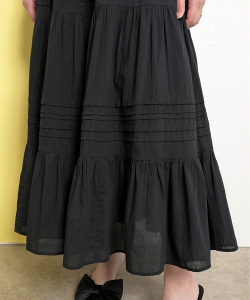 インド綿 ピンタック ボリューミーティアードスカート Palm Riche