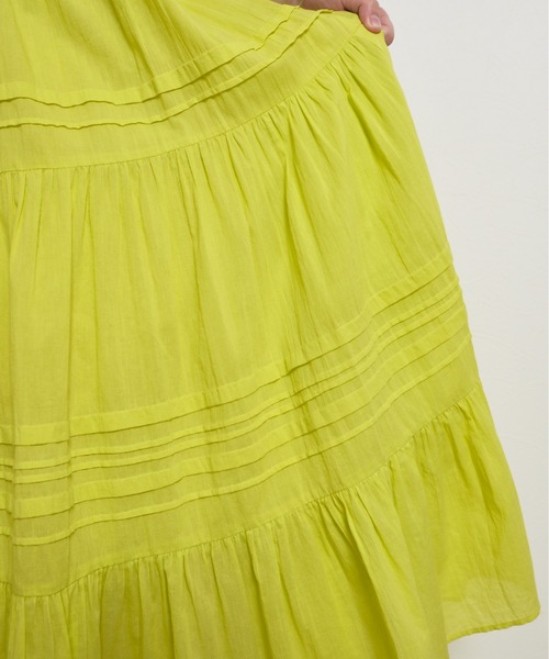 インド綿 ピンタック ボリューミーティアードスカート Palm Riche