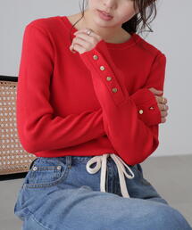 FREE'S MART | ◆［MFM］袖金ボタンハイツイストリブニット(ニット/セーター)