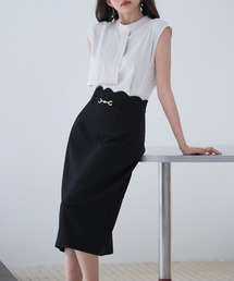 【高評価】スカラップハイウエストスカート
