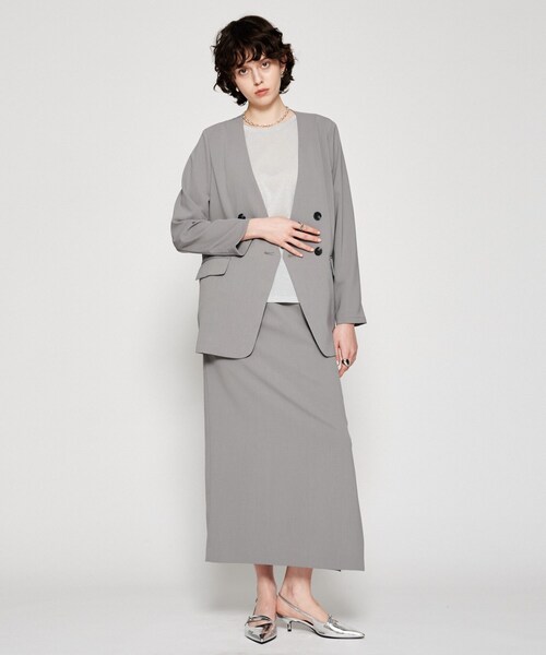 cloenc(クロエンス)の「【セットアップ/マシンウォッシュ】ノーカラージャケット(ノーカラージャケット・レディース・グレー/チャコールグレー/ナチュラル・01/02/03)」の21枚目の写真