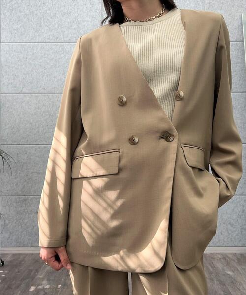 cloenc(クロエンス)の「【セットアップ/マシンウォッシュ】ノーカラージャケット(ノーカラージャケット・レディース・グレー/チャコールグレー/ナチュラル・01/02/03)」の10枚目の写真