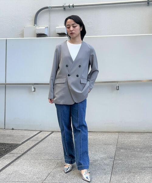 cloenc(クロエンス)の「【セットアップ/マシンウォッシュ】ノーカラージャケット(ノーカラージャケット・レディース・グレー/チャコールグレー/ナチュラル・01/02/03)」の11枚目の写真
