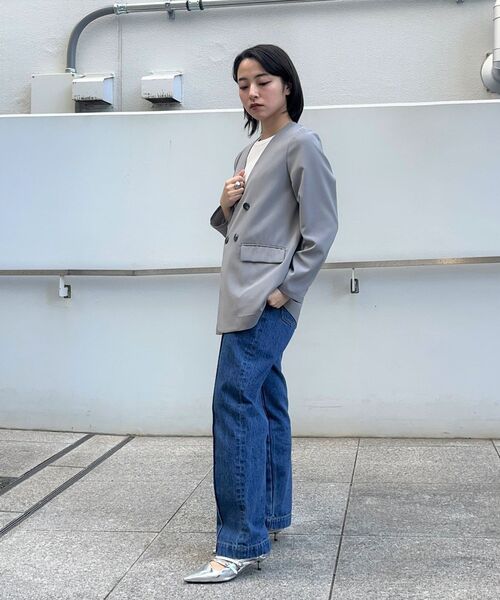 cloenc(クロエンス)の「【セットアップ/マシンウォッシュ】ノーカラージャケット(ノーカラージャケット・レディース・グレー/チャコールグレー/ナチュラル・01/02/03)」の12枚目の写真