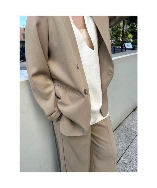 cloenc(クロエンス)の「【セットアップ/マシンウォッシュ】ノーカラージャケット(ノーカラージャケット・レディース・グレー/チャコールグレー/ナチュラル・01/02/03)」の5枚目の写真