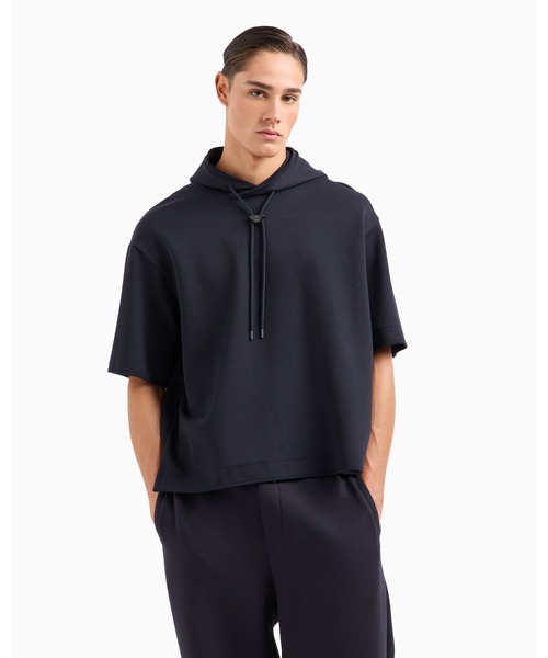 Emporio Armani◆オーバーサイズスウェットシャツ フード 人気 ASV フード付きスウェットシャツ ダブルジャージー オーバー