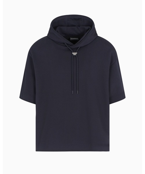 EMPORIO ARMANI▼ASV フード半袖オーバーサイズスウェットシャツ エンポリオ アルマーニ】フード付き半袖オーバーサイズ